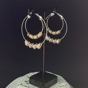 NWT Napier Two-Tone Beaded Hoop Earrings